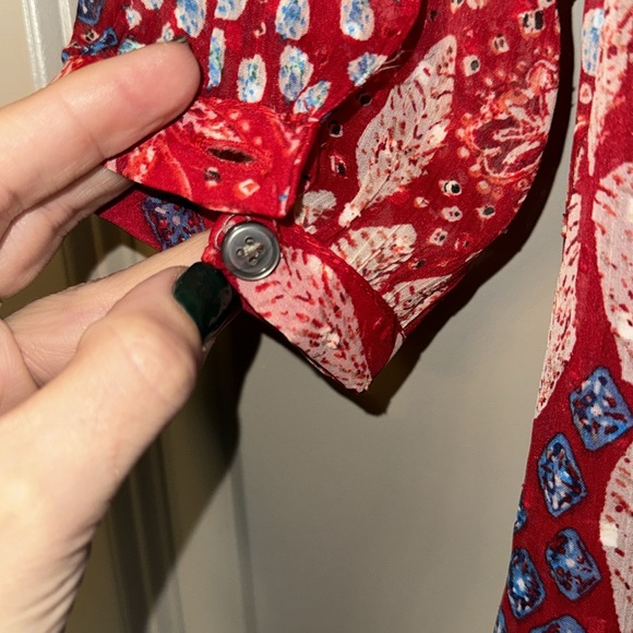 Ann Taylor Loft Red Paisley/Floral Maxi Dress size 00P - Picture 6 of 10